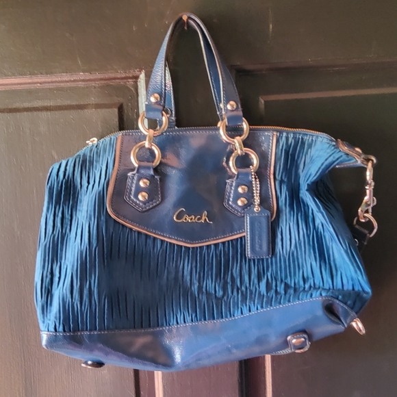 Coach Handbags - Coach Ashley Ruched Satin Satchel